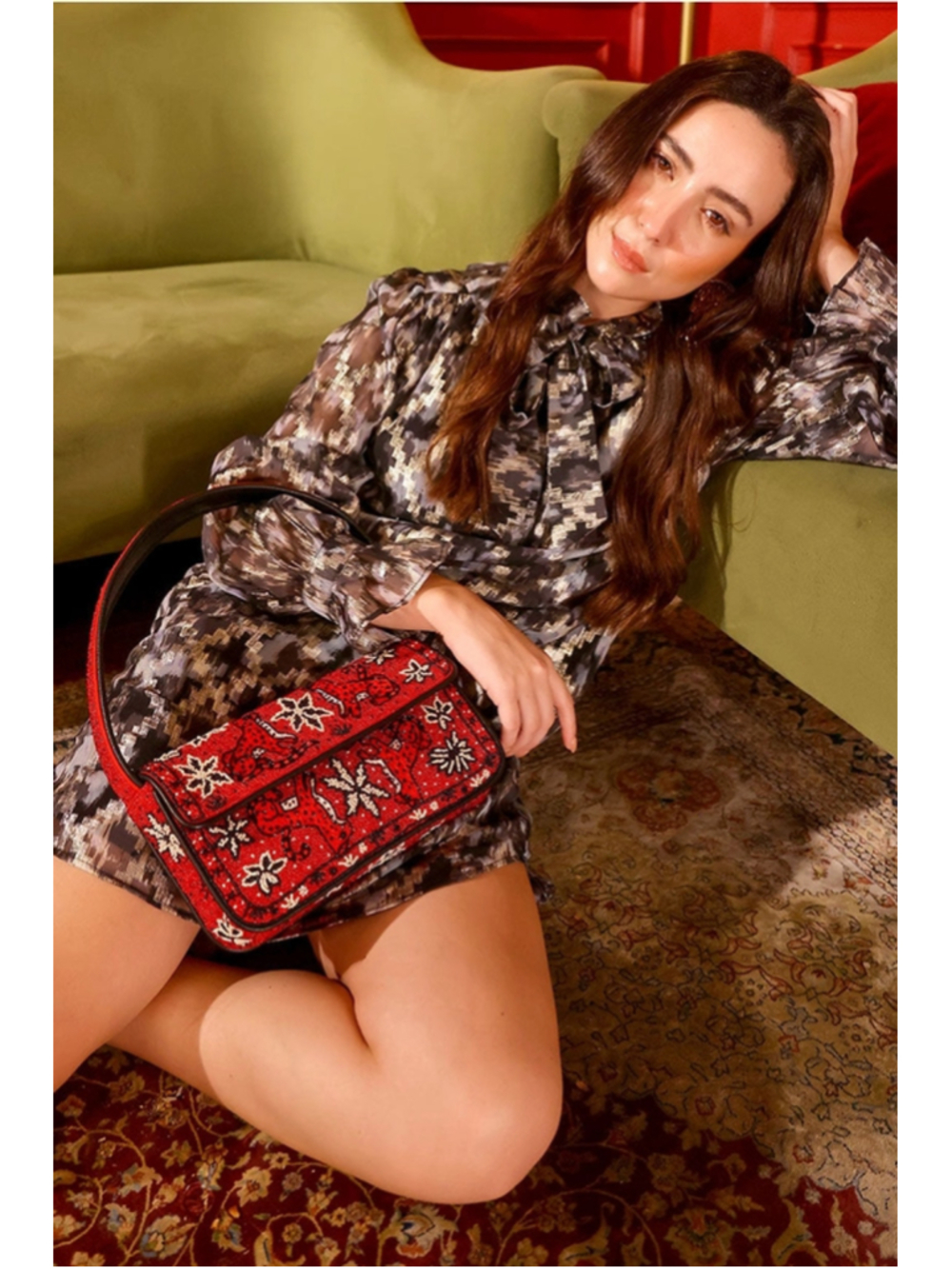 America & Beyond Leopard Scarf Beaded Shoulder Bag - Picture 9 of 9
